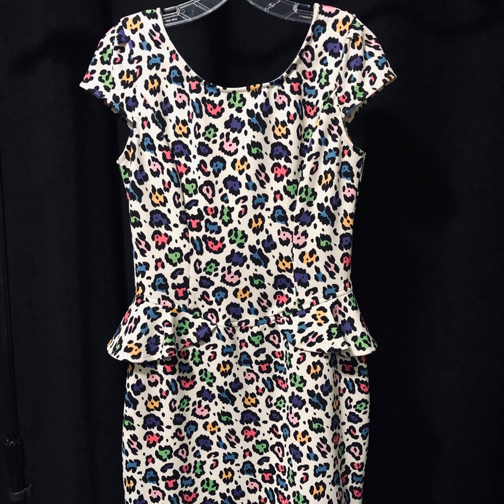 Trendy Multi-Color Animal Print Peplum Dress